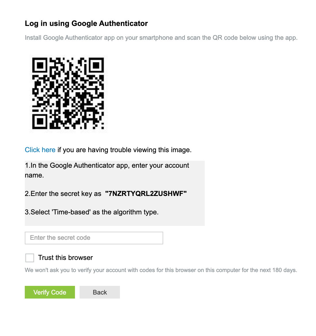 Illustration 5: Enroll for Two-Factor Authentication
