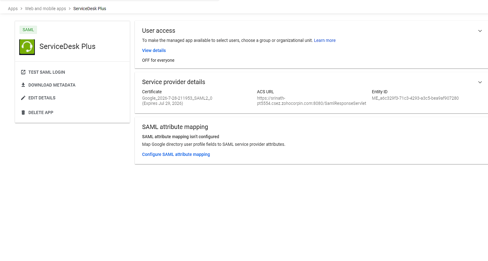 Иллюстрация 8: Настройка Google Workspace как поставщика удостоверений