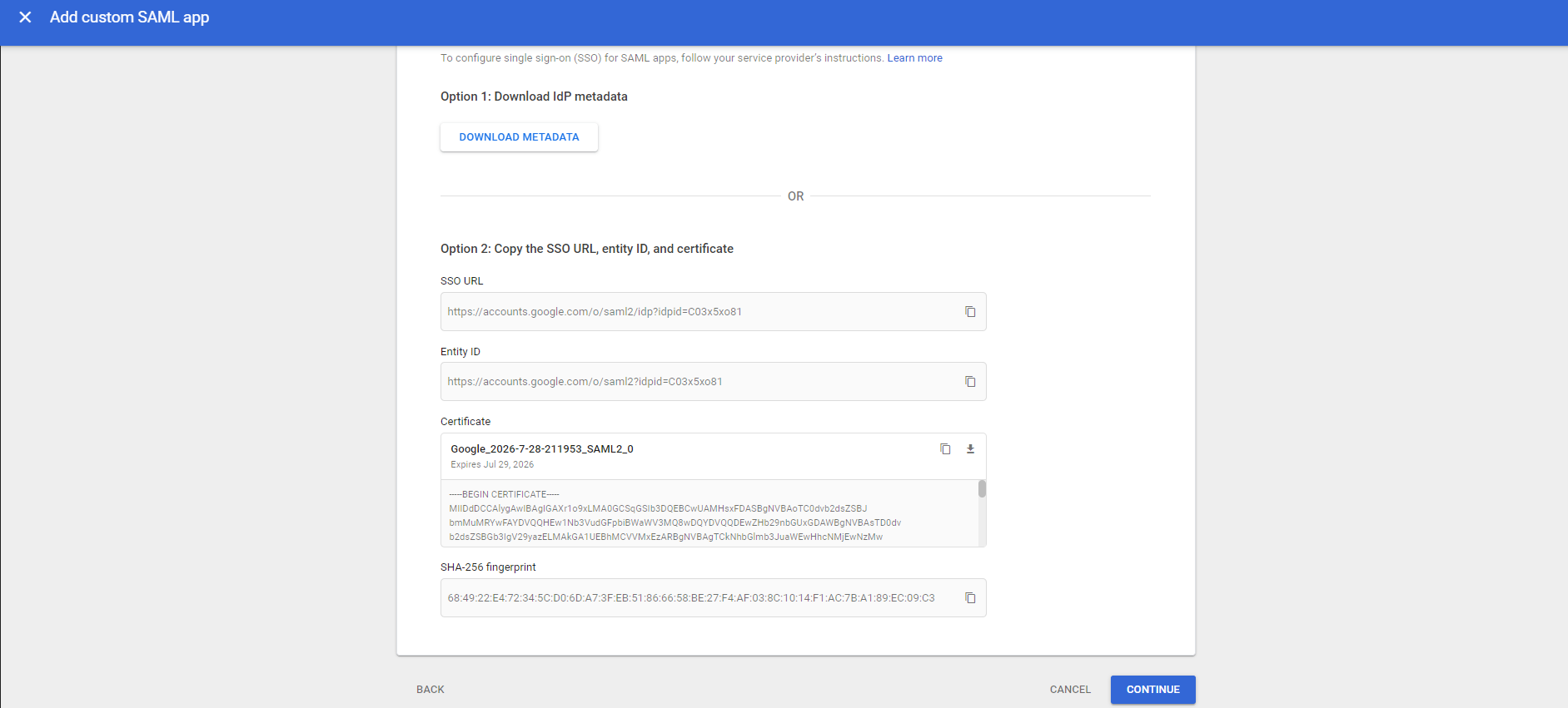 Иллюстрация 3: Настройка Google Workspace как поставщика удостоверений