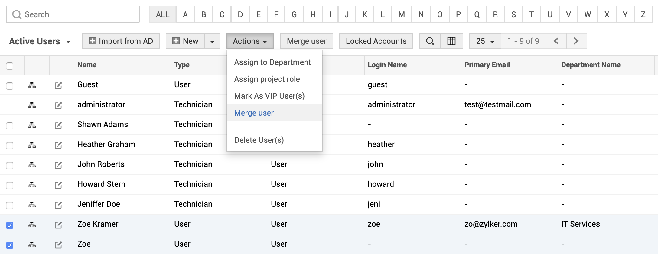 Illustration 15: Configure Users | Help desk customizer