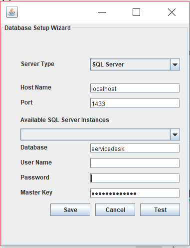 Illustration 1: Configuring database | Help desk admin guide