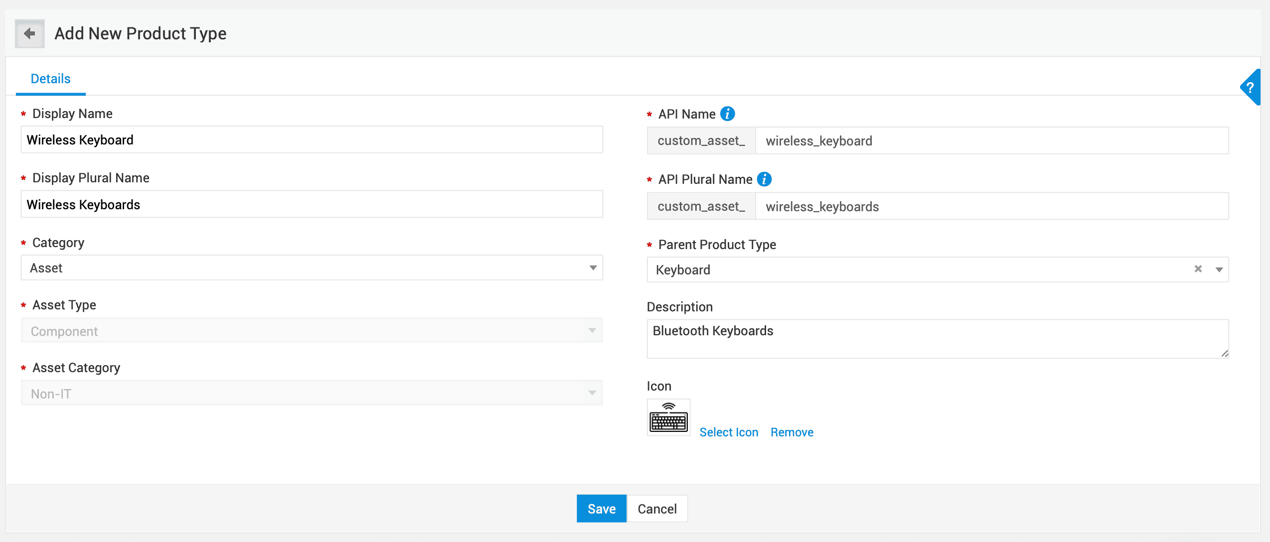 Illustration 1: Configuring product types | Helpdesk admin guide
