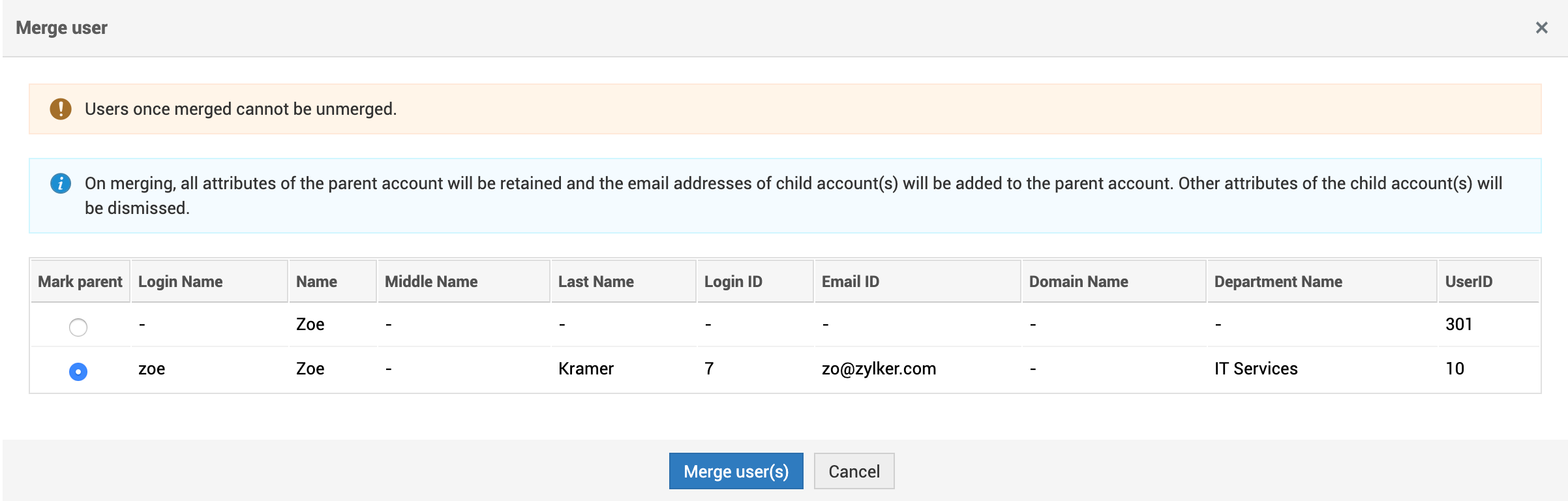 Illustration 16: Configure Users | Help desk customizer