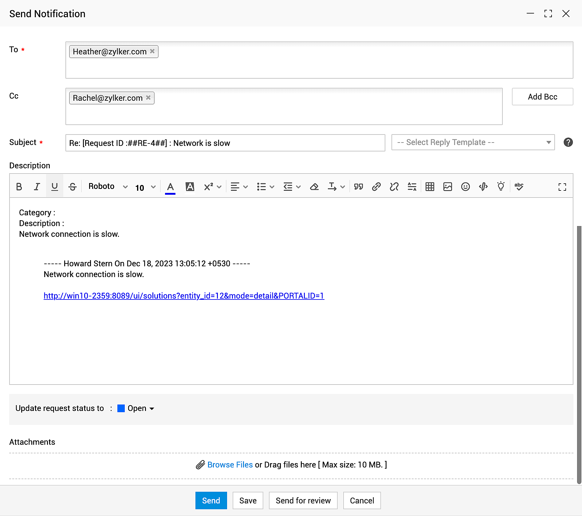 Illustration 2: How to respond to help desk requester | Email requester
