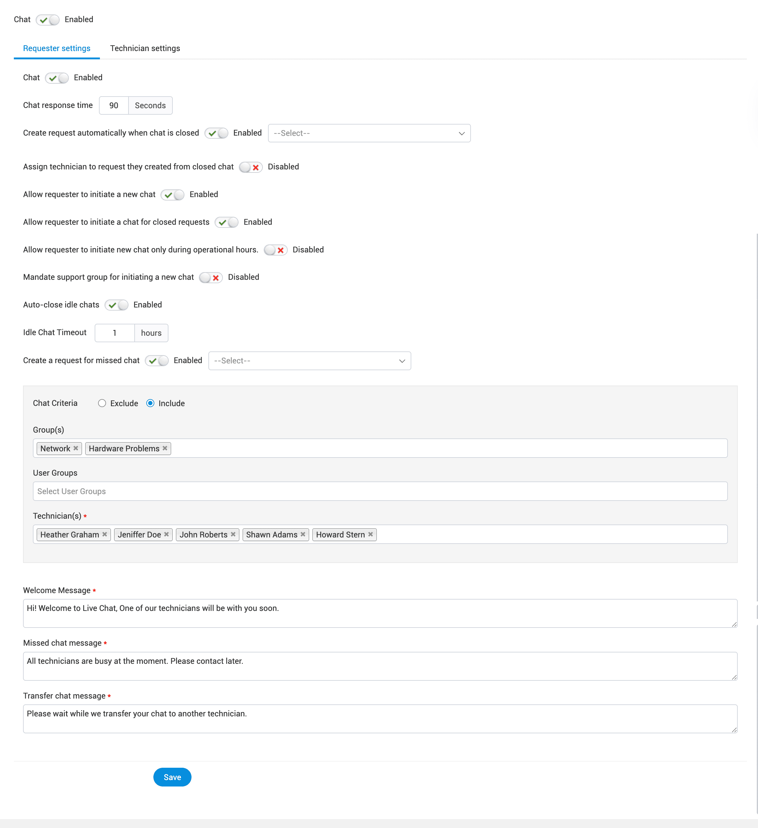 Illustration 4: Configure Live Chat 