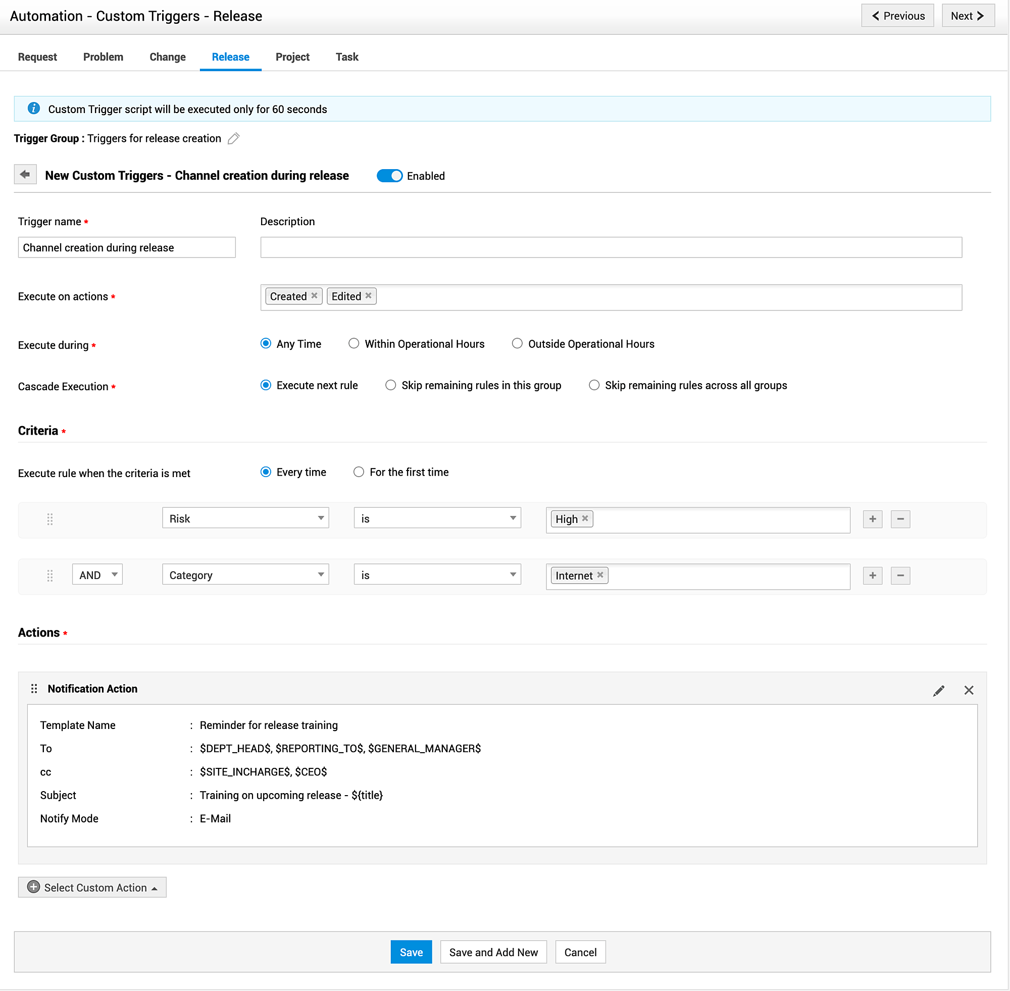 Illustration 3: Release Custom Triggers