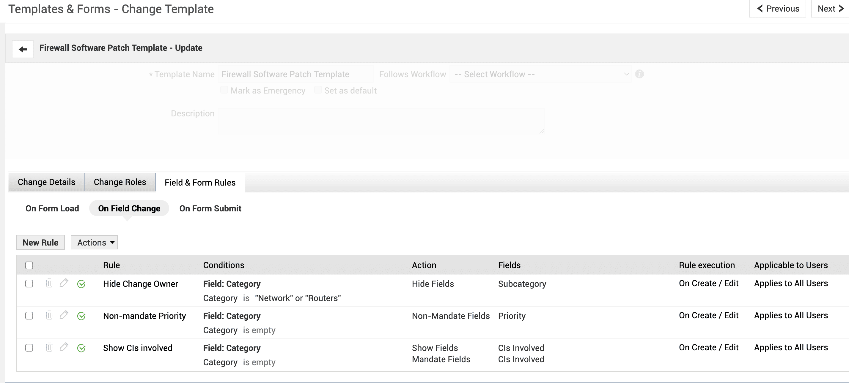 Illustration 4: Field & form rules for request templates | Admin guide