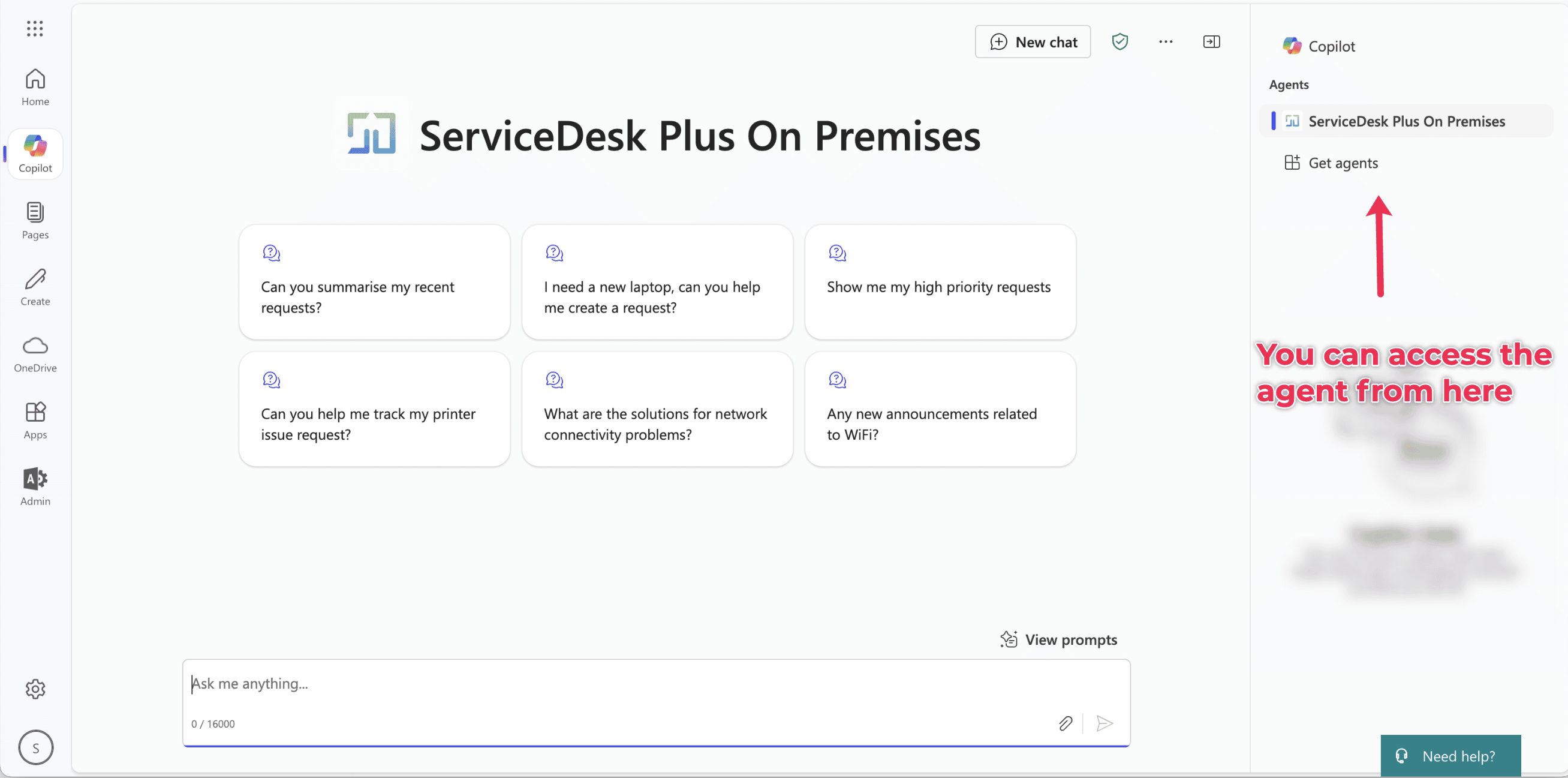 Иллюстрация 11: Агент ServiceDesk Plus для Microsoft Copilot