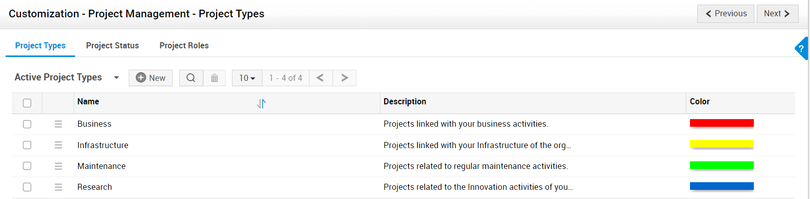 Illustration 2: Configure Project Types | Admin guide