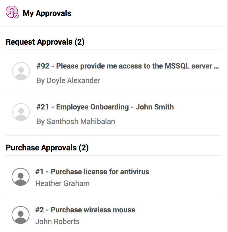 Illustration 1: My Approvals 