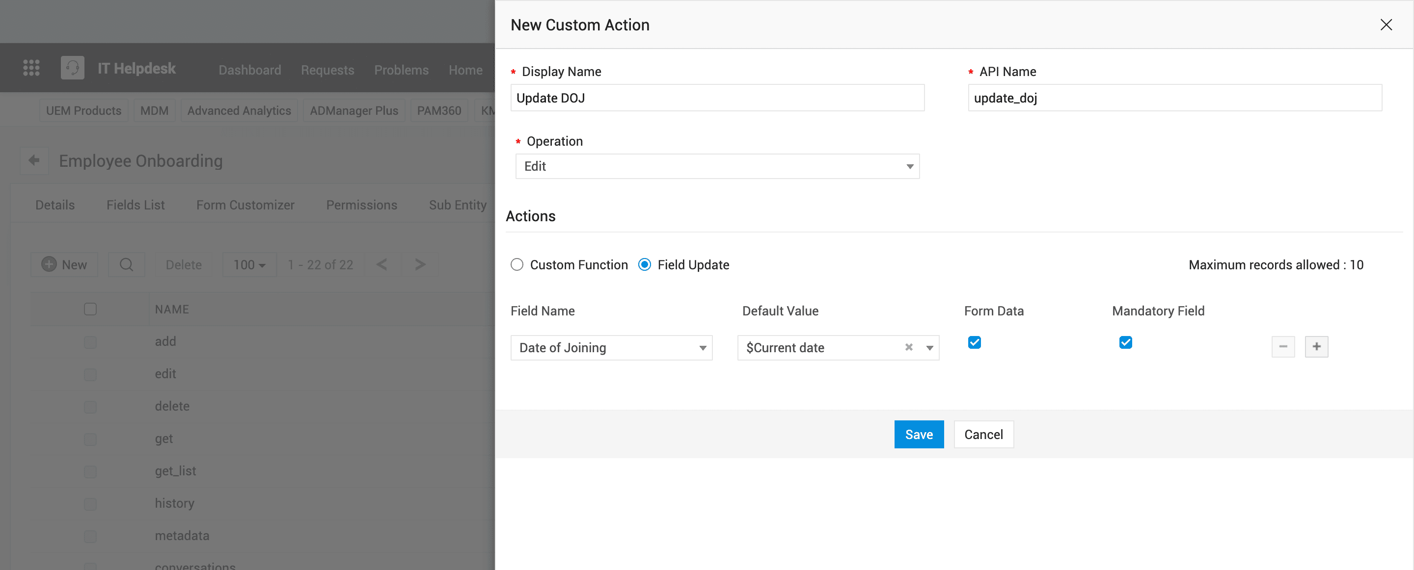 Illustration 3: Custom Actions and Custom Subentities - Use Cases