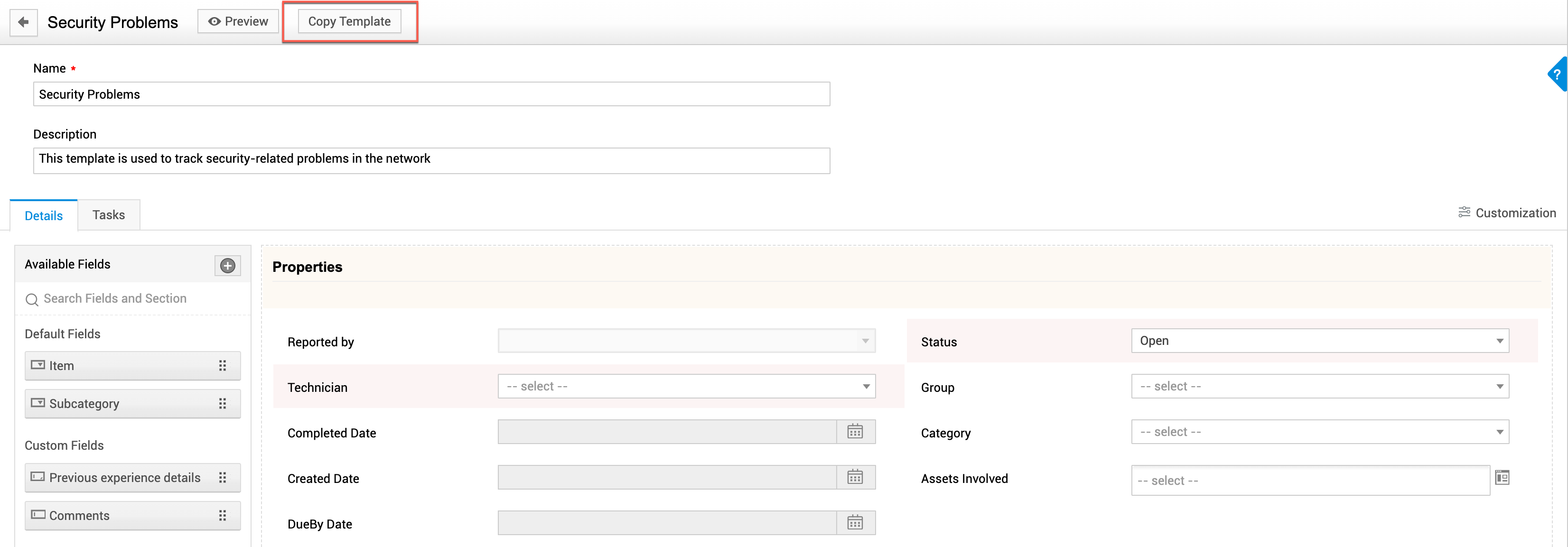 Illustration 25: Problem Templates