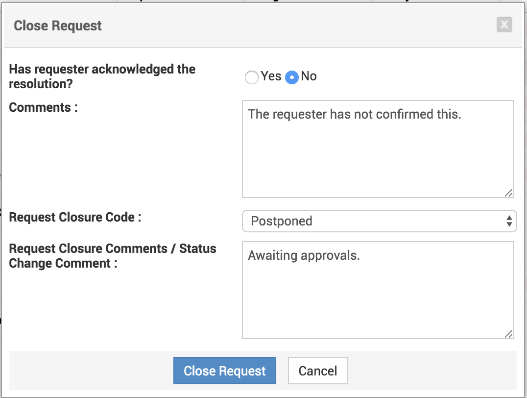 Illustration 4: How to close a single/multiple help desk requests