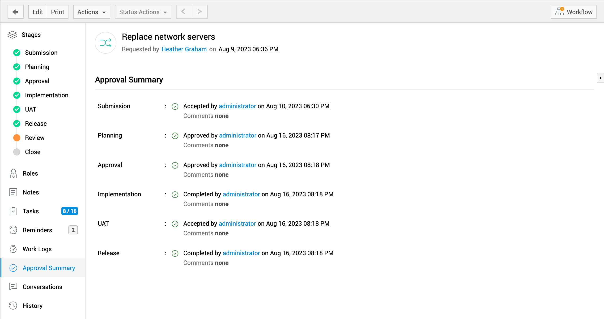 Illustration 1: View Approval Summary