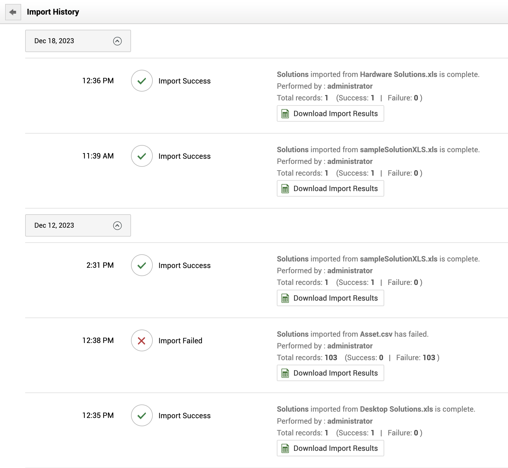 Illustration 4: How to import help desk knowledge base solutions from XLS, XLSX, and CSV files