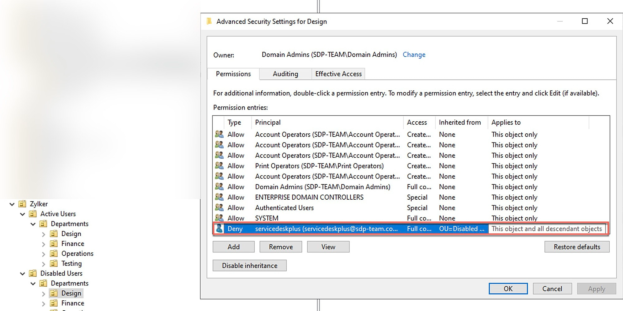 Иллюстрация 14: Настройка аутентификации Active Directory (AD)