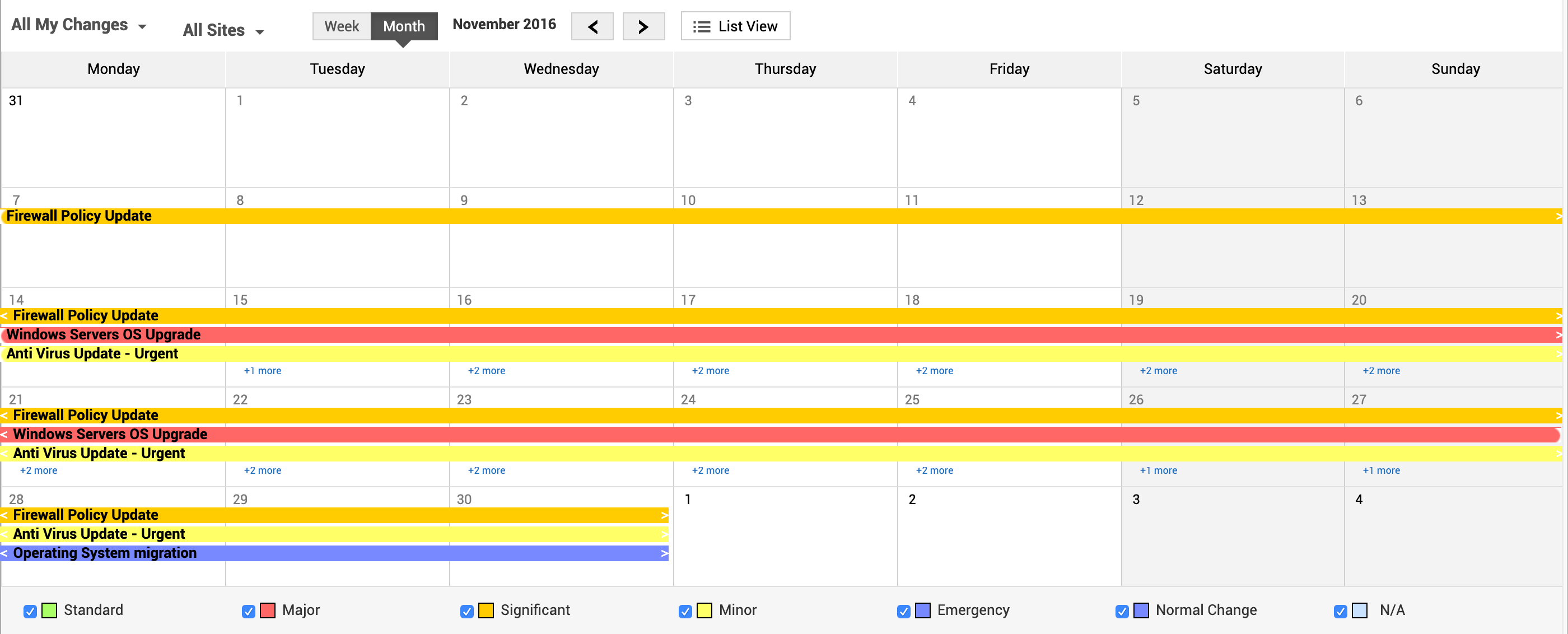 Illustration 2: Change calendar view | Change list view
