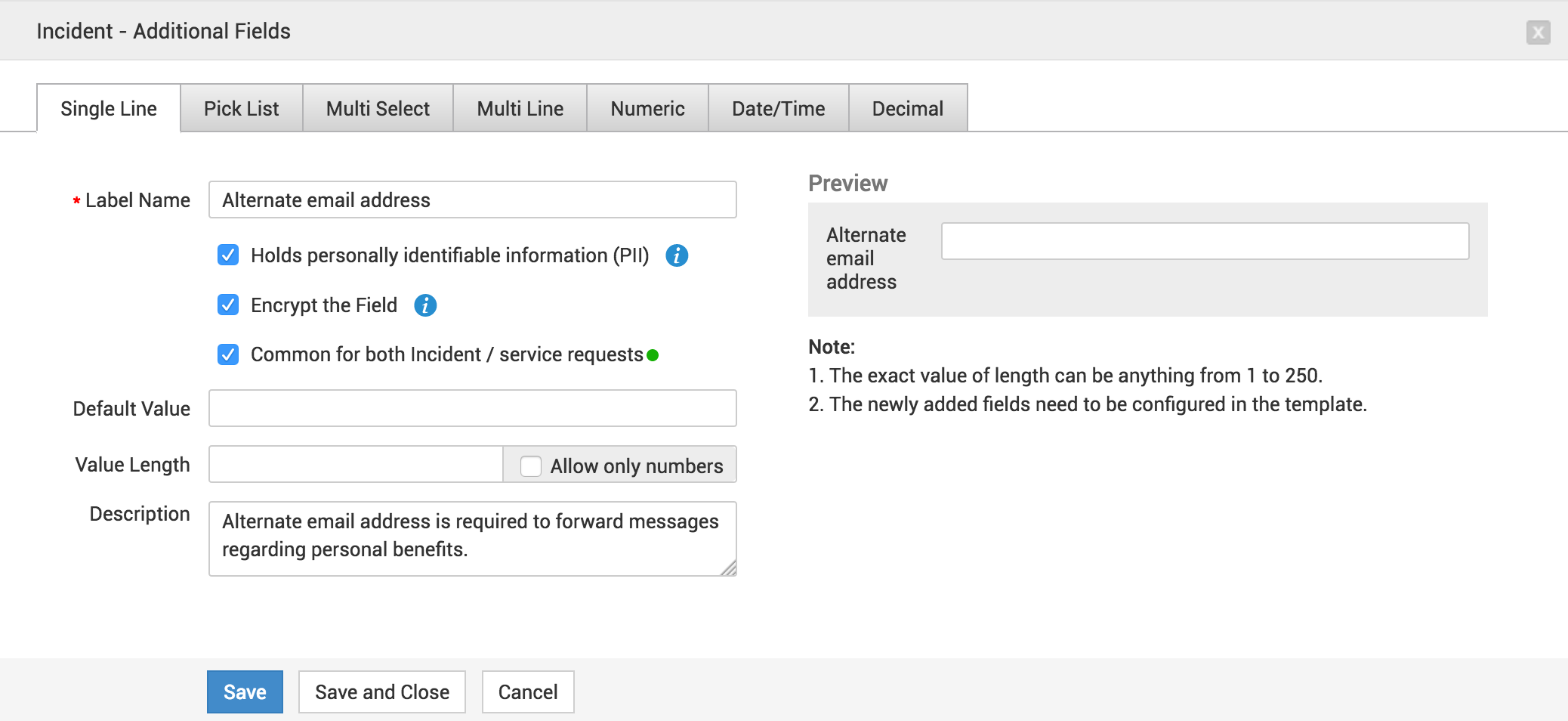 Illustration 1: Create Customized Incident Form Using New Fields - Admin Guide