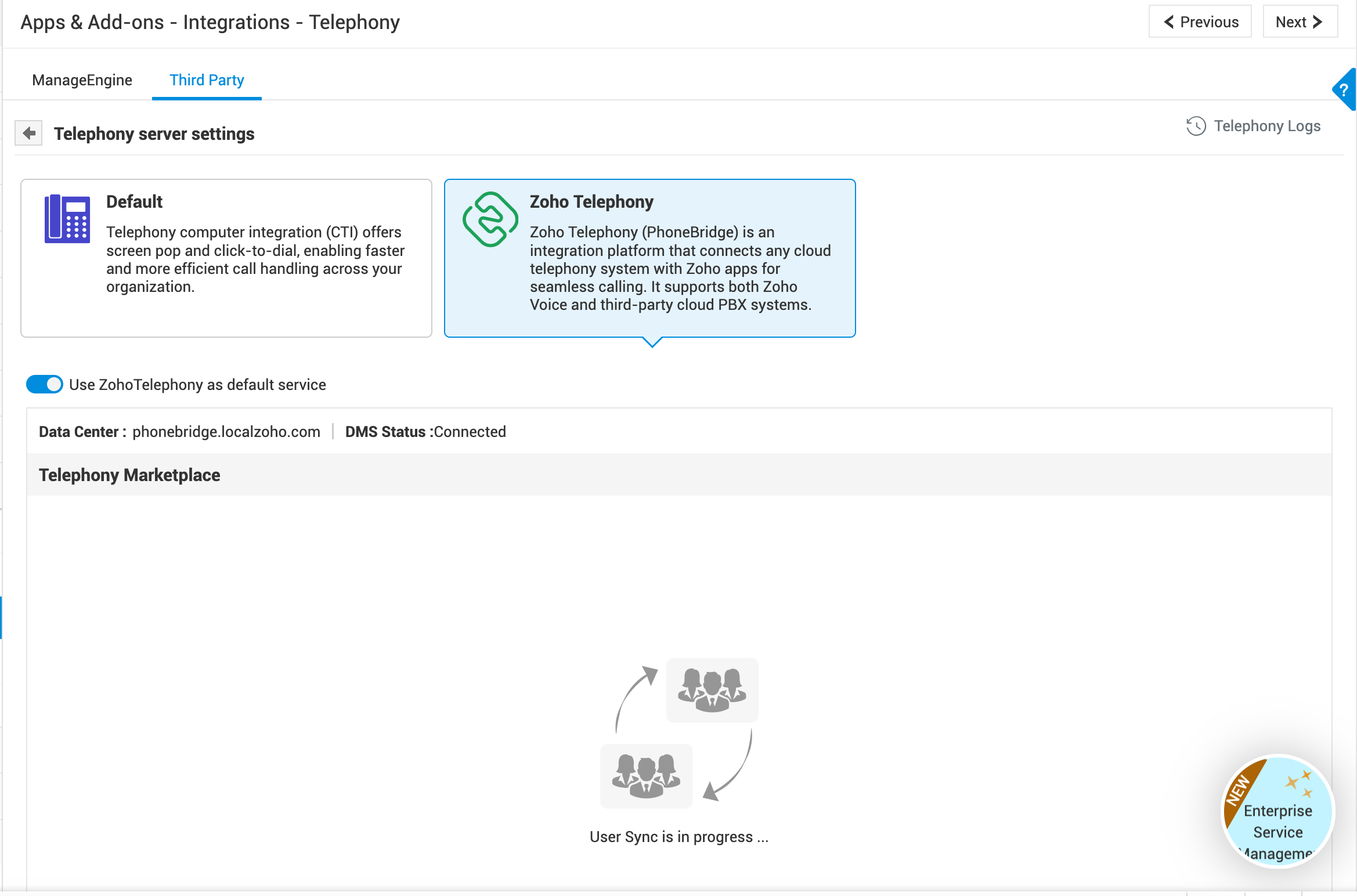 Illustration 5: Zoho Telephony Integration