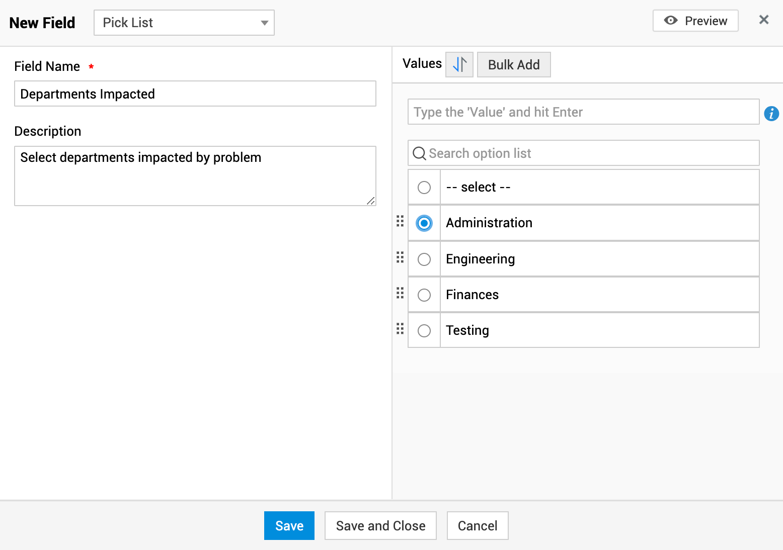 Illustration 5: Problem Additional Fields