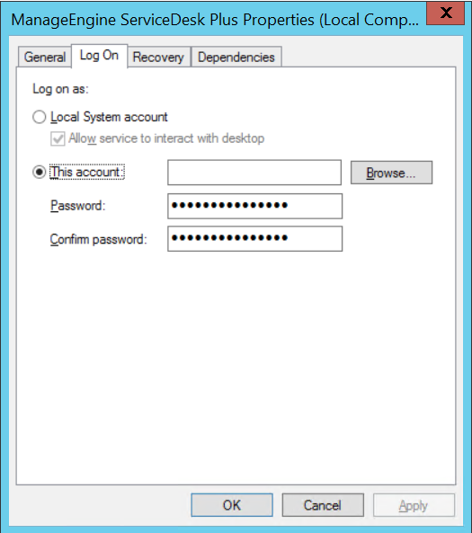 Illustration 11: Configuring database | Help desk admin guide
