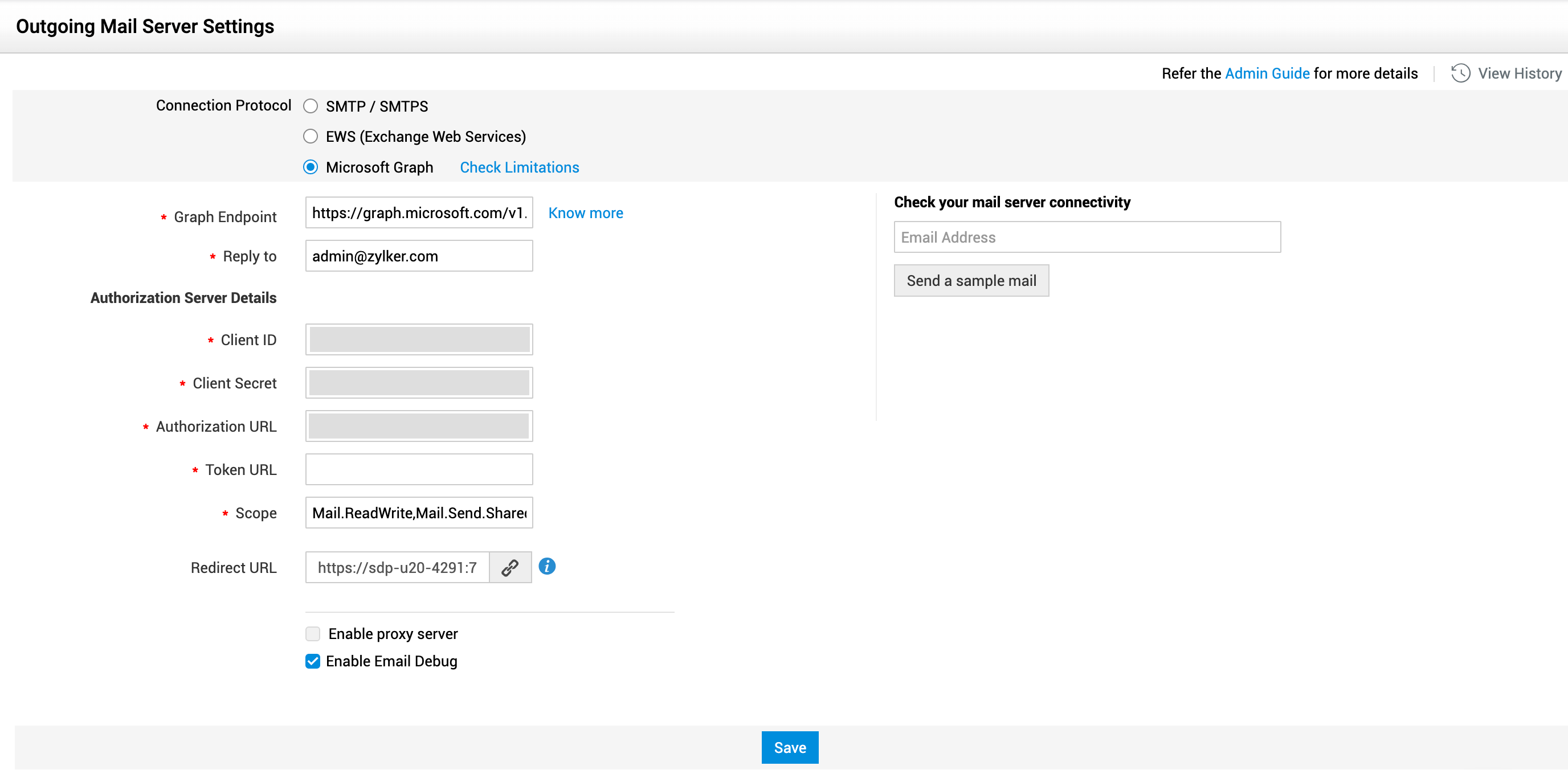 Illustration 4: Outgoing Mail Server Settings