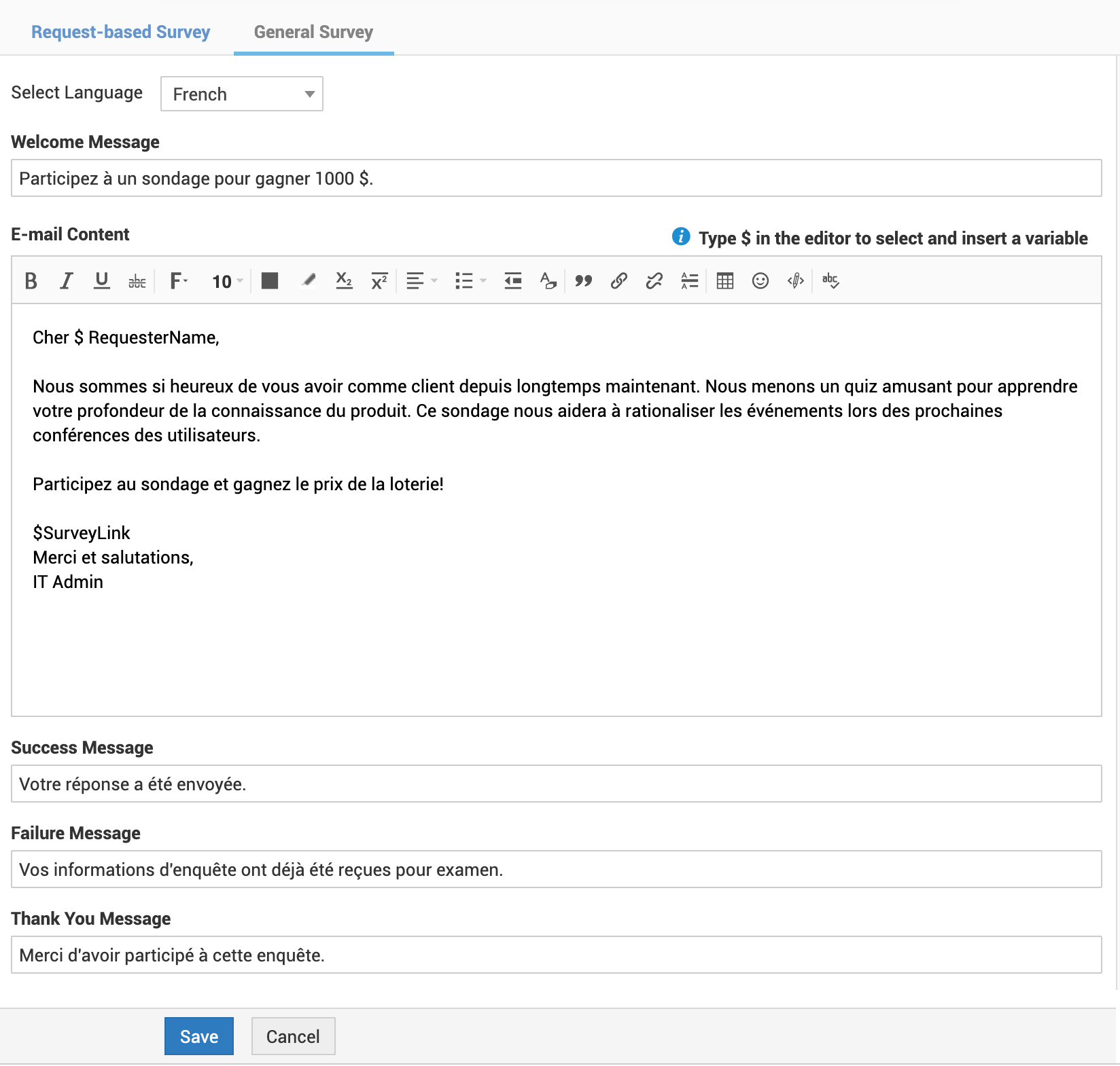 Illustration 4: Survey Exclusion and Email Settings