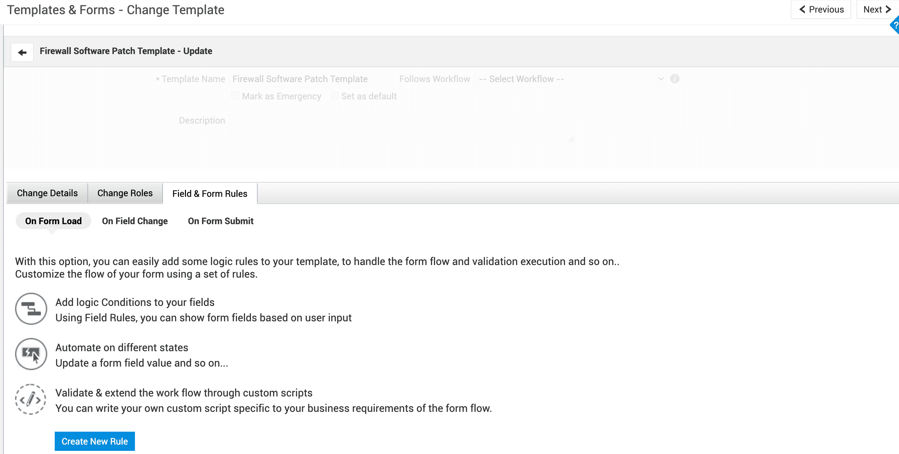 Illustration 1: Field & form rules for request templates | Admin guide