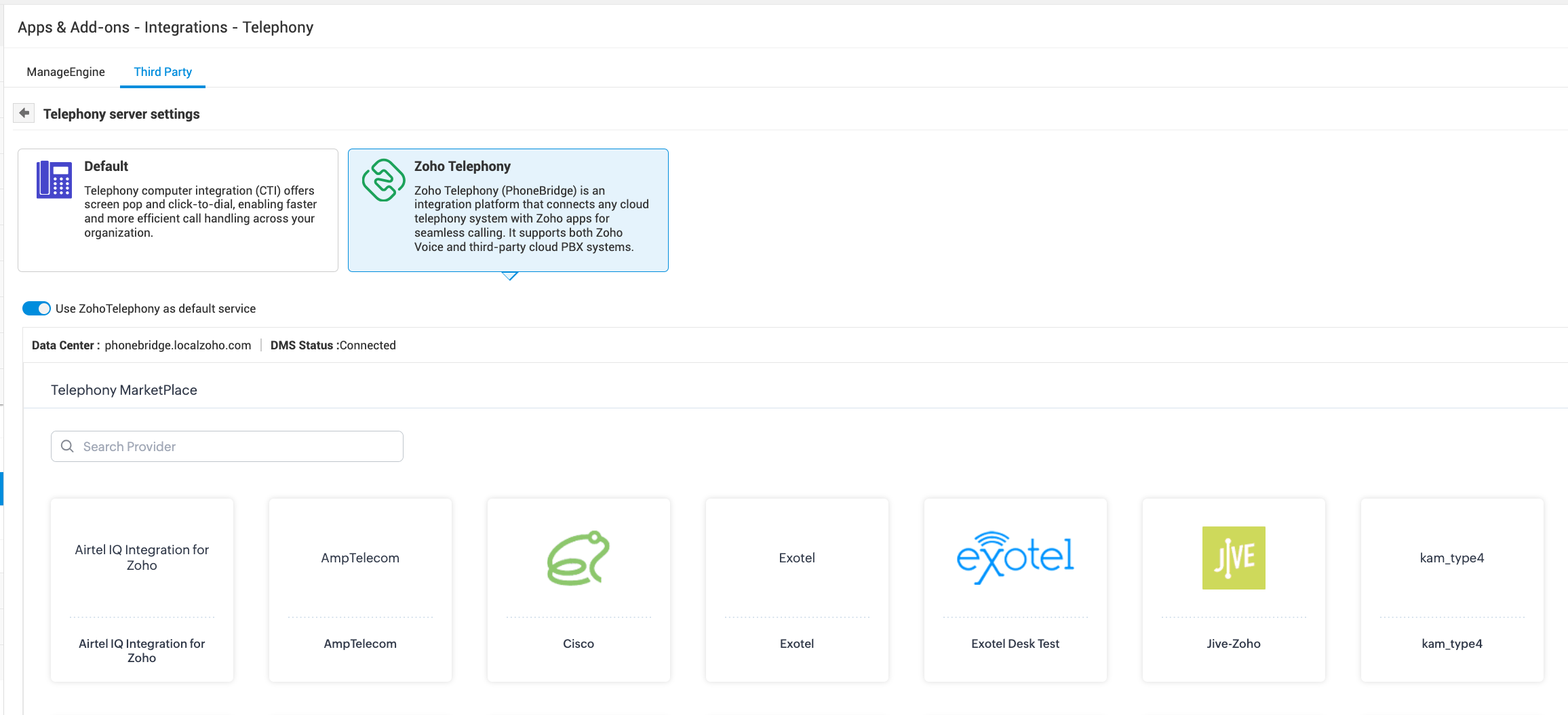 Illustration 6: Zoho Telephony Integration