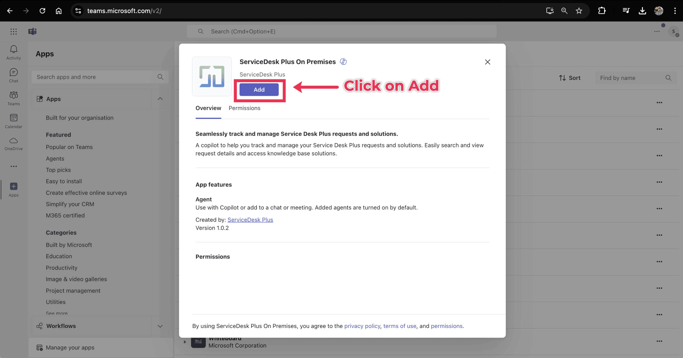 Иллюстрация 10: Агент ServiceDesk Plus для Microsoft Copilot