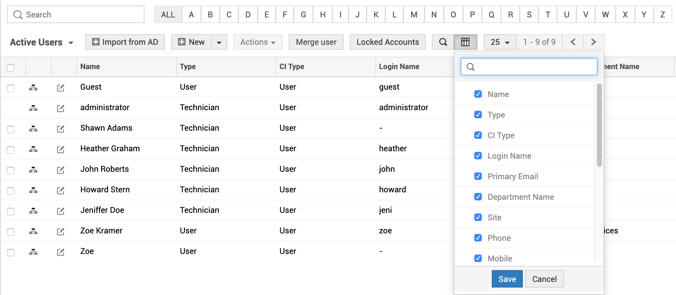 Illustration 18: Configure Users | Help desk customizer