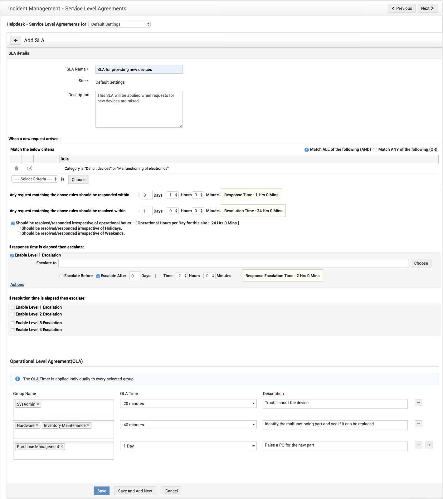 Illustration 2: Service level agreements (SLA) | Help desk automation