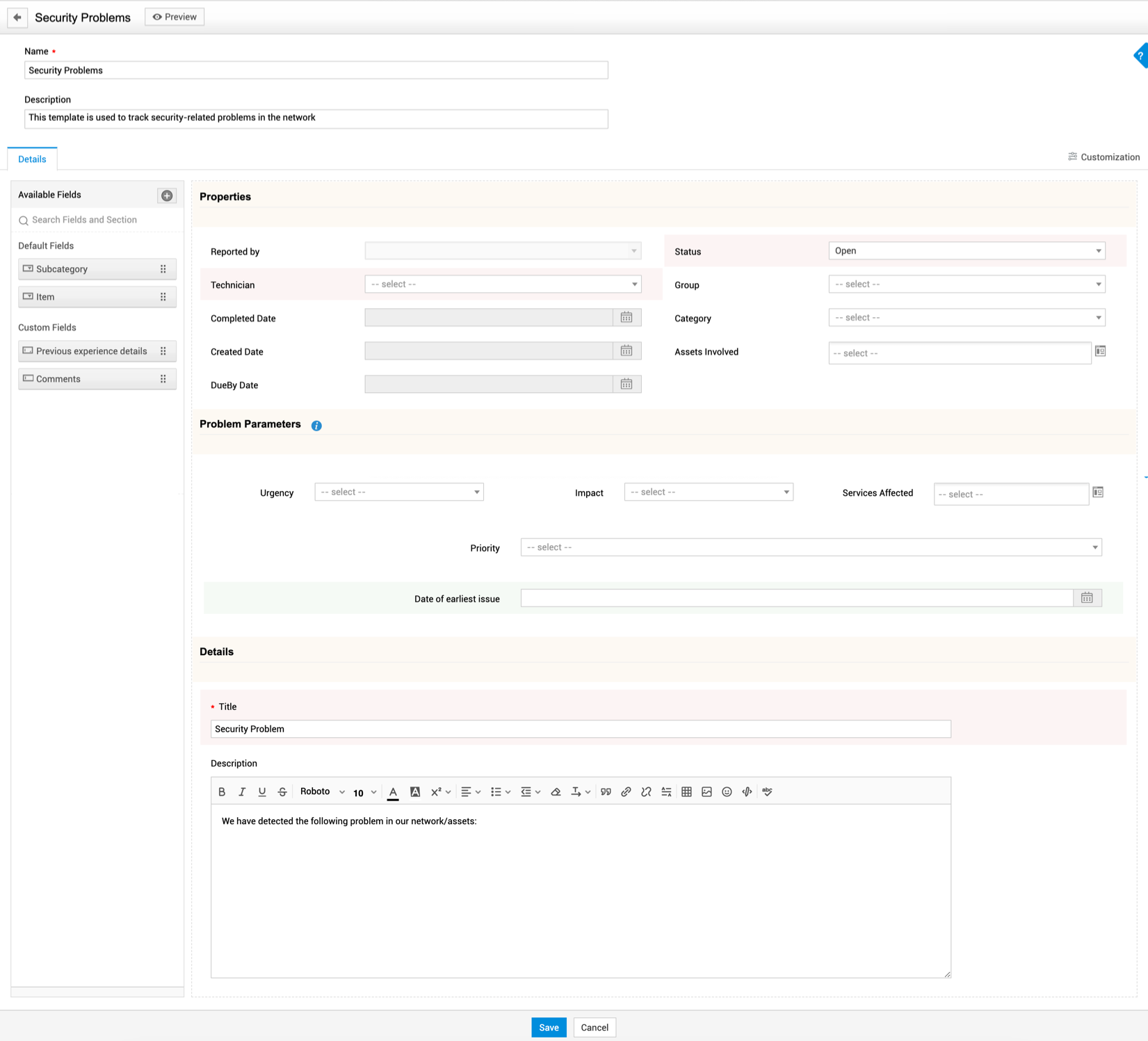 Illustration 4: Problem Templates