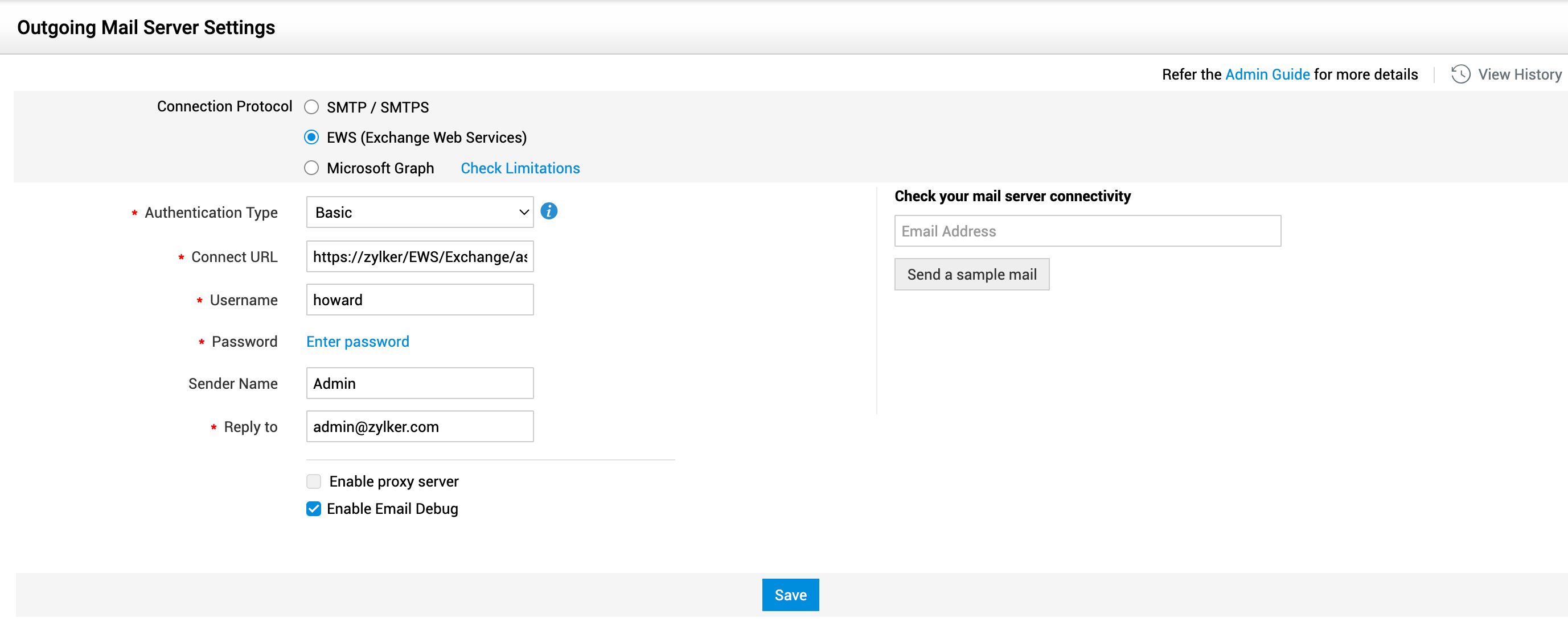 Illustration 3: Outgoing Mail Server Settings